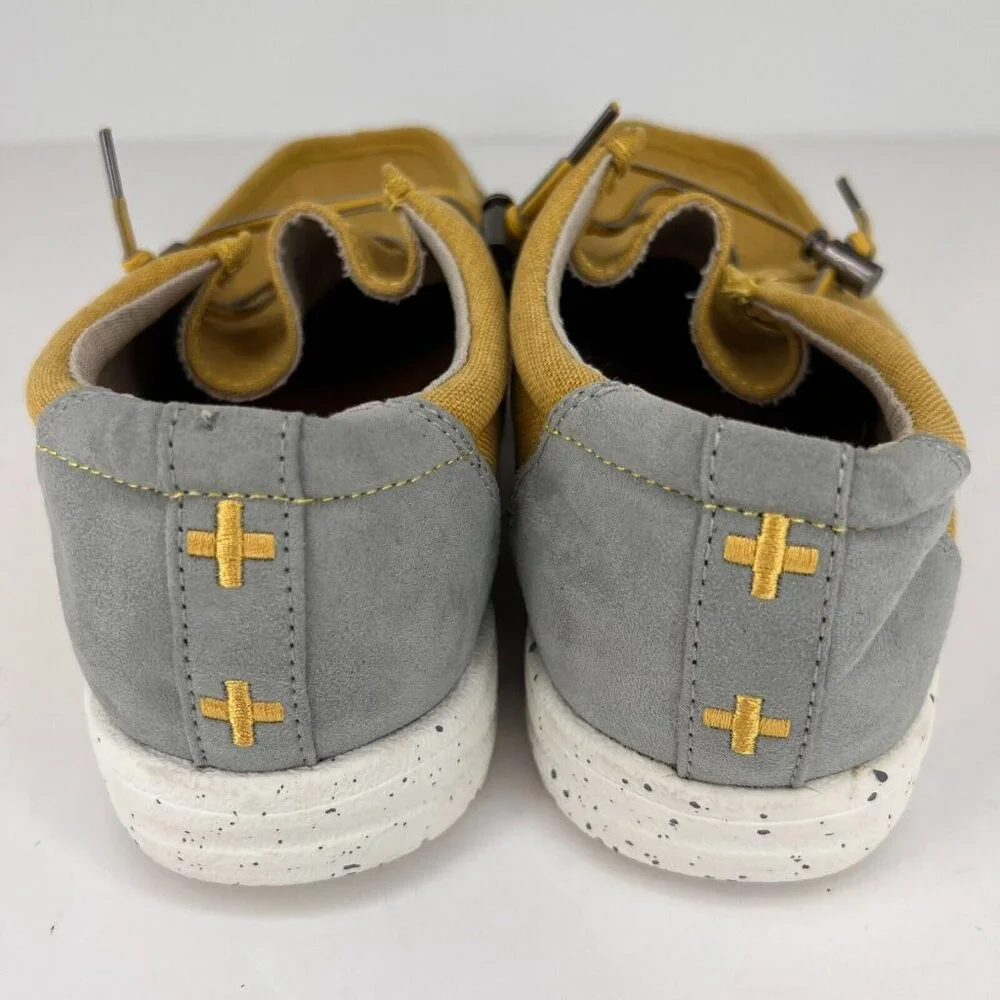 Sun & Stone Mens 100147541 Brian Yellow Low Top Canvas Slip On Size 9.5M Loafers